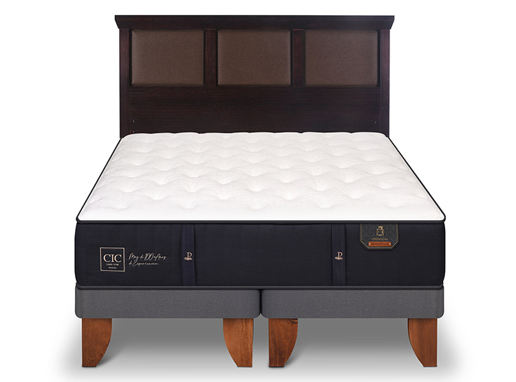 JUEGO DE DORMITORIO CIC CAMA EUROPEA PREMIUM BD 2 PLAZAS + RESPALDO NEW TORINO CHOCOLATE - 1