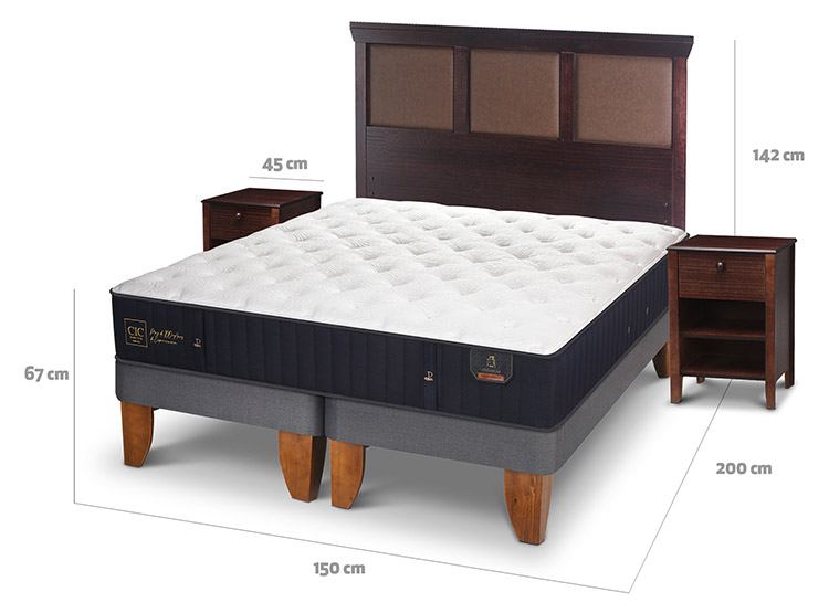 JUEGO DE DORMITORIO CIC CAMA EUROPEA PREMIUM BD 2 PLAZAS + SET NEW TORINO CHOCOLATE - 3