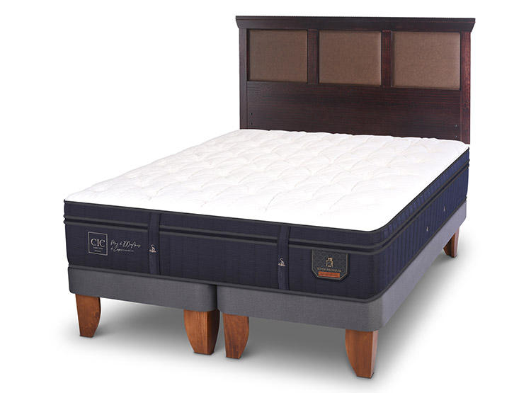 JUEGO DE DORMITORIO CIC CAMA EUROPEA SUPER PREMIUM BD 2 PLAZAS + RESPALDO NEW TORINO CHOCOLATE - 2