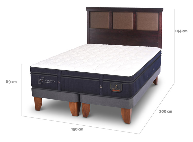 JUEGO DE DORMITORIO CIC CAMA EUROPEA SUPER PREMIUM BD 2 PLAZAS + RESPALDO NEW TORINO CHOCOLATE - 3