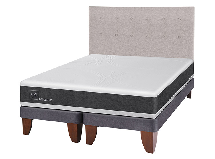JUEGO DE DORMITORIO CIC CAMA EUROPEA NEW ORTOPEDIC BD 2 PLAZAS + RESPALDO TIGRIS - 2