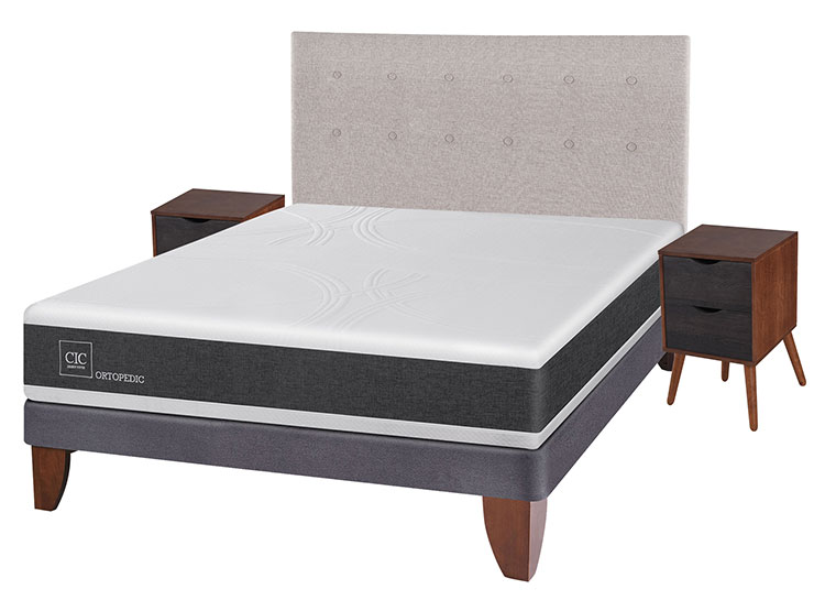 JUEGO DE DORMITORIO CIC CAMA EUROPEA NEW ORTOPEDIC BN 2 PLAZAS + SET TIGRIS - 2