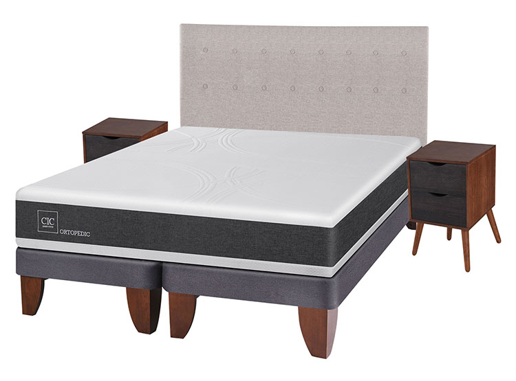 JUEGO DE DORMITORIO CIC CAMA EUROPEA NEW ORTOPEDIC BD KING + SET TIGRIS - 2
