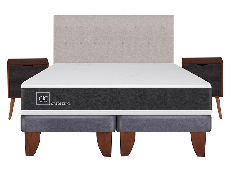 JUEGO DE DORMITORIO CIC CAMA EUROPEA NEW ORTOPEDIC BD KING + SET TIGRIS - 1