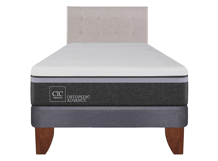 JUEGO DE DORMITORIO CIC CAMA EUROPEA ORTOPEDIC ADVANCE 1.5 PLAZAS + RESPALDO TIGRIS - 1