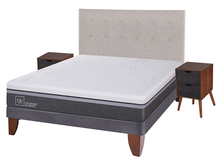 JUEGO DE DORMITORIO CIC CAMA EUROPEA ORTOPEDIC ADVANCE BN 2 PLAZAS + SET TIGRIS - 2
