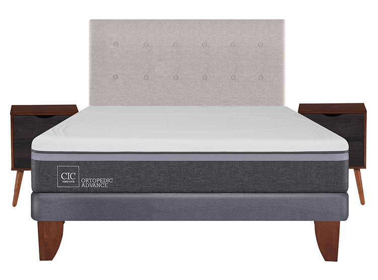 JUEGO DE DORMITORIO CIC CAMA EUROPEA ORTOPEDIC ADVANCE BN 2 PLAZAS + SET TIGRIS - 1