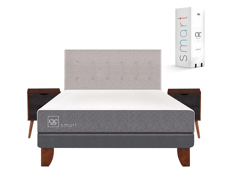 JUEGO DE DORMITORIO CIC CAMA EUROPEA SMART BN 2 PLAZAS + SET TIGRIS - 1