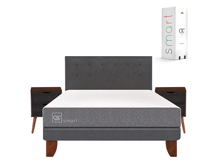 JUEGO DE DORMITORIO CIC CAMA EUROPEA SMART BN 2 PLAZAS + SET EUFRATES - 1
