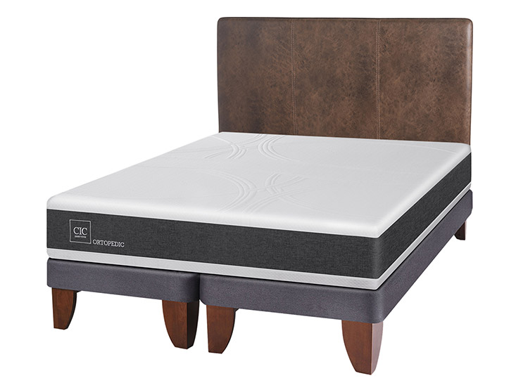 JUEGO DE DORMITORIO CIC CAMA EUROPEA NEW ORTOPEDIC BD KING + RESPALDO BAKER - 2