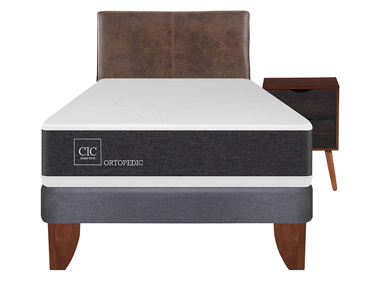 JUEGO DE DORMITORIO CIC CAMA EUROPEA NEW ORTOPEDIC 1.5 PLAZAS + SET BAKER - 1