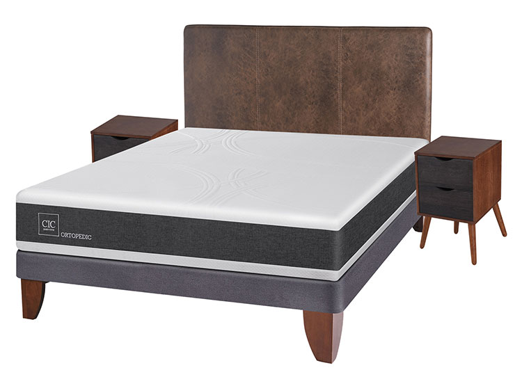 JUEGO DE DORMITORIO CIC CAMA EUROPEA NEW ORTOPEDIC BN 2 PLAZAS + SET BAKER - 2