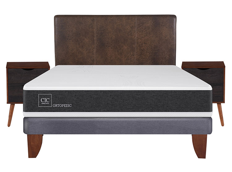 JUEGO DE DORMITORIO CIC CAMA EUROPEA NEW ORTOPEDIC BN 2 PLAZAS + SET BAKER - 1