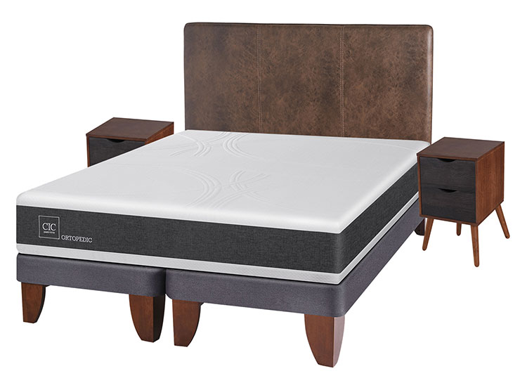 JUEGO DE DORMITORIO CIC CAMA EUROPEA NEW ORTOPEDIC BD 2 PLAZAS + SET BAKER - 2