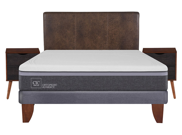 JUEGO DE DORMITORIO CIC CAMA EUROPEA ORTOPEDIC ADVANCE BN 2 PLAZAS + SET BAKER - 1