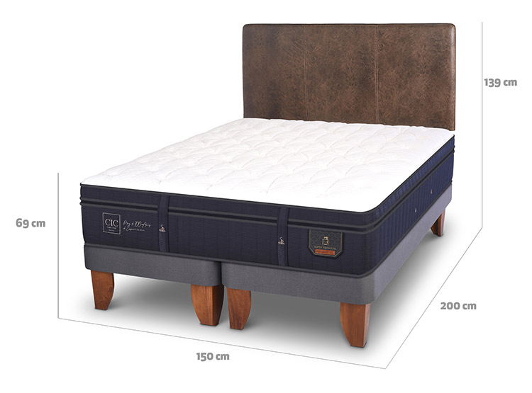 JUEGO DE DORMITORIO CIC CAMA EUROPEA SUPER PREMIUM BD 2 PLAZAS + RESPALDO BAKER - 3