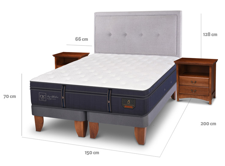 JUEGO DE DORMITORIO CIC CAMA EUROPEA GRAND PREMIUM BD 2 PLAZAS + SET GANGES - 11