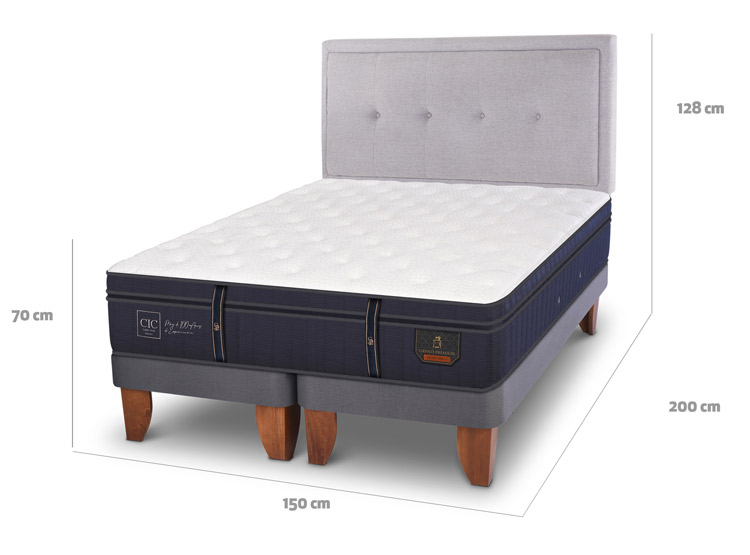 JUEGO DE DORMITORIO CIC CAMA EUROPEA GRAND PREMIUM BD 2 PLAZAS + RESPALDO GANGES - 11