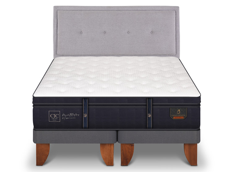 JUEGO DE DORMITORIO CIC CAMA EUROPEA GRAND PREMIUM BD 2 PLAZAS + RESPALDO GANGES - 1