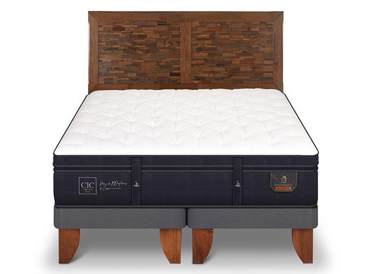 JUEGO DE DORMITORIO CIC CAMA EUROPEA SUPER PREMIUM KING + RESPALDO ANTIQUE - 1