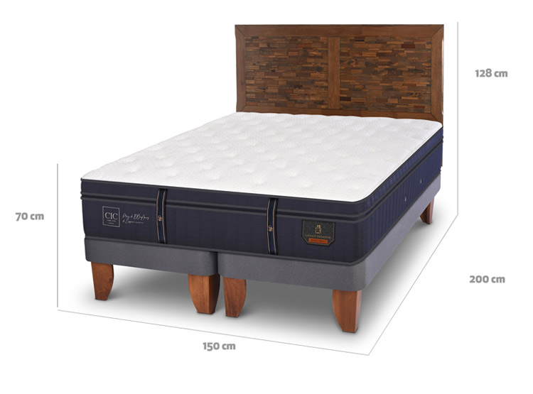 JUEGO DE DORMITORIO CIC CAMA EUROPEA GRAND PREMIUM KING + RESPALDO ANTIQUE - 11