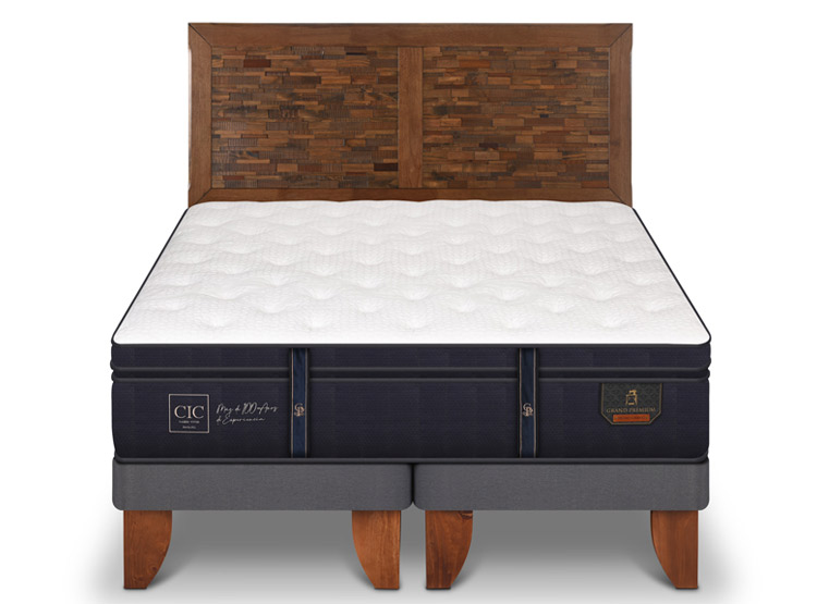 JUEGO DE DORMITORIO CIC CAMA EUROPEA GRAND PREMIUM KING + RESPALDO ANTIQUE - 1