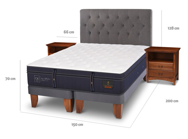 JUEGO DE DORMITORIO CIC CAMA EUROPEA GRAND PREMIUM BD 2 PLAZAS + SET KAVERY - 11