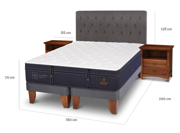 JUEGO DE DORMITORIO CIC CAMA EUROPEA GRAND PREMIUM KING + SET KAVERY - 11
