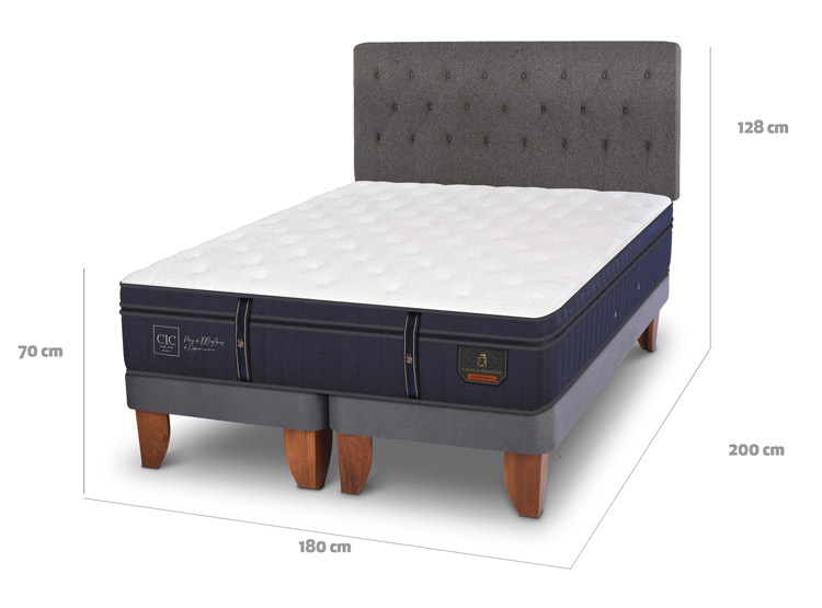 JUEGO DE DORMITORIO CIC CAMA EUROPEA GRAND PREMIUM KING + RESPALDO KAVERY - 11