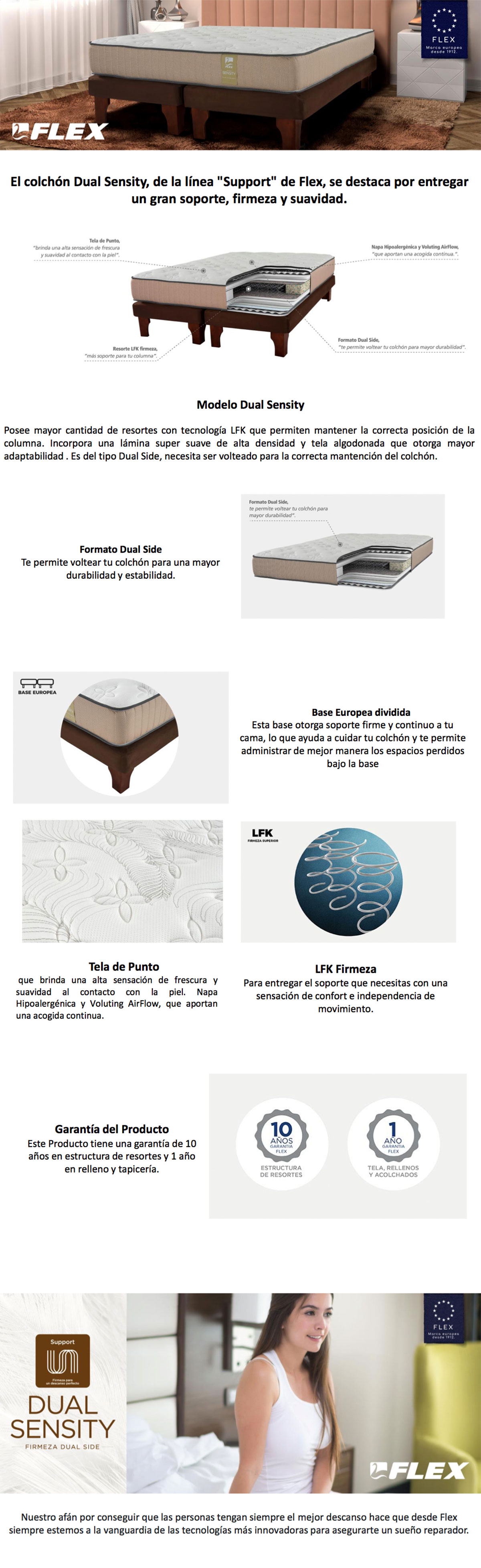 CAMA EUROPEA FLEX DUAL SENSITY-R CHOCOLATE 2 PL