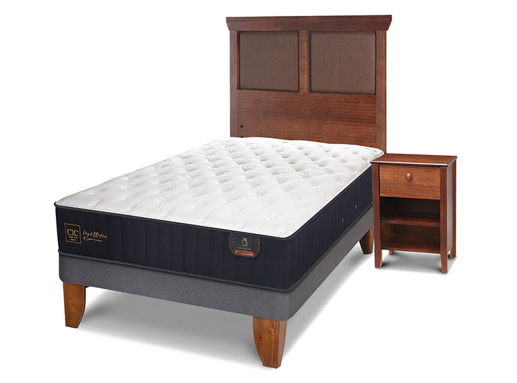 JUEGO DE DORMITORIO CIC CAMA EUROPEA PREMIUM 1.5 PLAZAS + SET TORINO CARAMEL - 2