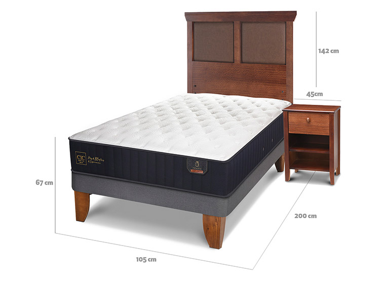 JUEGO DE DORMITORIO CIC CAMA EUROPEA PREMIUM 1.5 PLAZAS + SET TORINO CARAMEL - 3