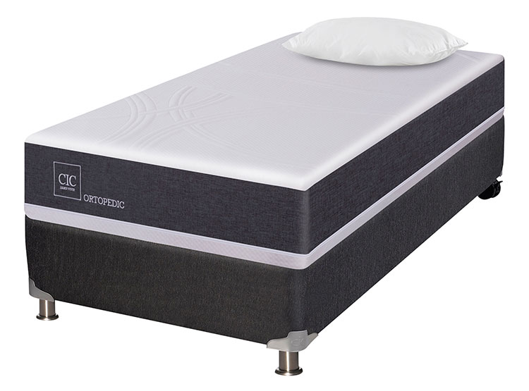 JUEGO DE DORMITORIO CIC CAMA BOX SPRING ORTOPEDIC B5 1 PLAZA NEGRO + ALMOHADA - 2