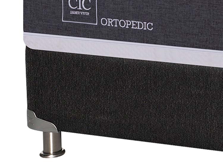 JUEGO DE DORMITORIO CIC CAMA BOX SPRING ORTOPEDIC B5 1 PLAZA NEGRO + ALMOHADA - 3