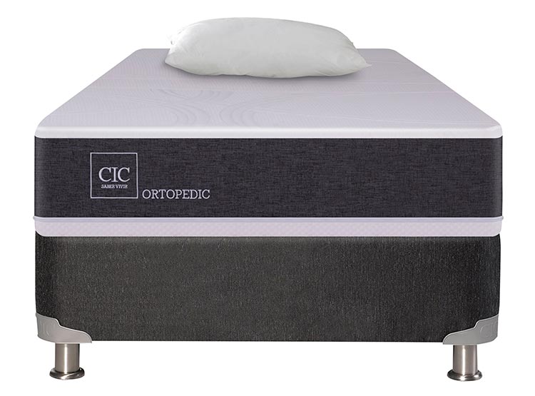 JUEGO DE DORMITORIO CIC CAMA BOX SPRING ORTOPEDIC B5 1 PLAZA NEGRO + ALMOHADA - 1