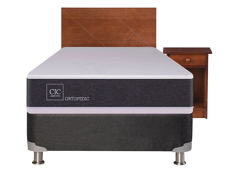 JUEGO DE DORMITORIO CIC CAMA BOX SPRING ORTOPEDIC B5 1 PLAZA NEGRO + SET VILLARRICA - 1