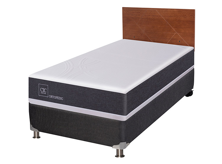 JUEGO DE DORMITORIO CIC CAMA BOX SPRING ORTOPEDIC B5 1 PLAZA NEGRO + RESPALDO VILLARRICA - 2