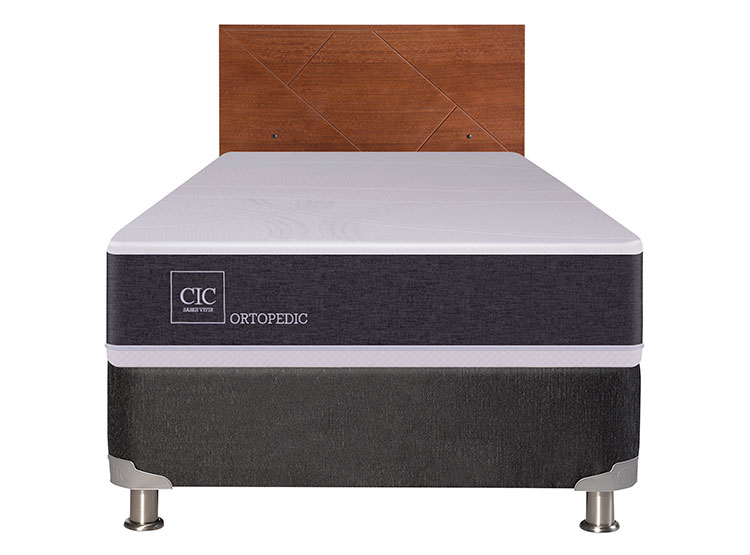 JUEGO DE DORMITORIO CIC CAMA BOX SPRING ORTOPEDIC B5 1 PLAZA NEGRO + RESPALDO VILLARRICA - 1