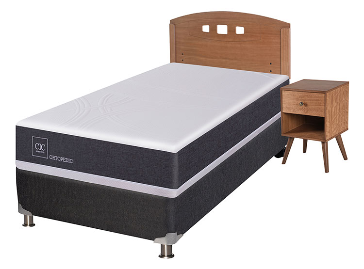 JUEGO DE DORMITORIO CIC CAMA BOX SPRING ORTOPEDIC B5 1 PLAZA NEGRO + SET GALES - 2
