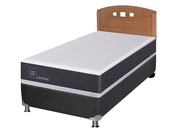 JUEGO DE DORMITORIO CIC CAMA BOX SPRING ORTOPEDIC B5 1 PLAZA NEGRO + RESPALDO GALES - 2
