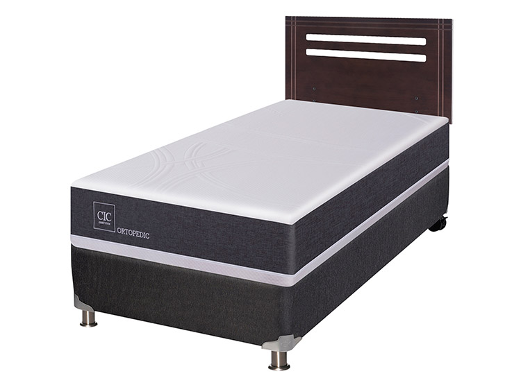 JUEGO DE DORMITORIO CIC CAMA BOX SPRING ORTOPEDIC B5 1 PLAZA NEGRO + RESPALDO MUNICH - 2