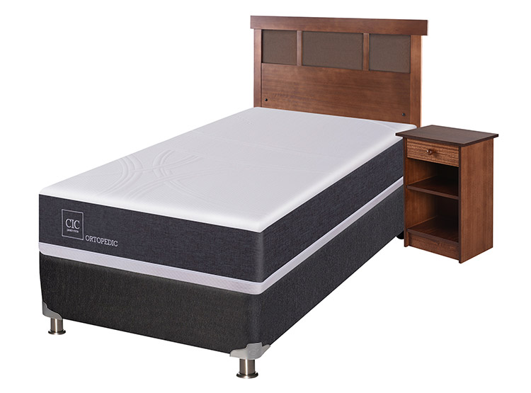 JUEGO DE DORMITORIO CIC CAMA BOX SPRING ORTOPEDIC B5 1 PLAZA NEGRO + SET DUBLIN CARAMEL - 2