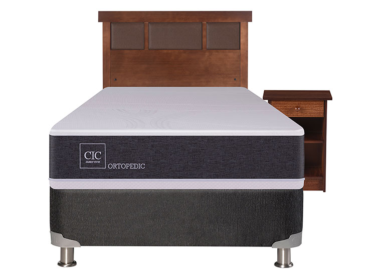 JUEGO DE DORMITORIO CIC CAMA BOX SPRING ORTOPEDIC B5 1 PLAZA NEGRO + SET DUBLIN CARAMEL - 1