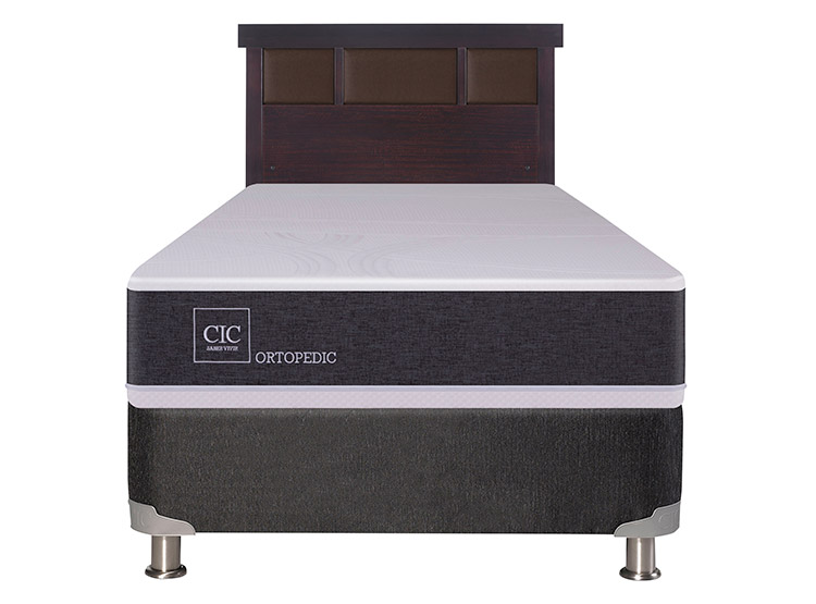 JUEGO DE DORMITORIO CIC CAMA BOX SPRING ORTOPEDIC B5 1 PLAZA NEGRO + RESPALDO DUBLIN CHOCOLATE - 1