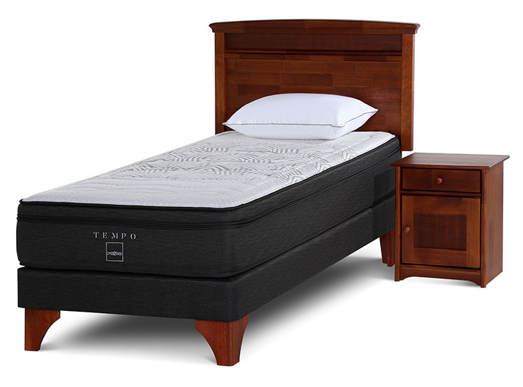 BOX SPRING ROSEN TEMPO 1.5 PL + SET VENETO + ALMOHADA - 1