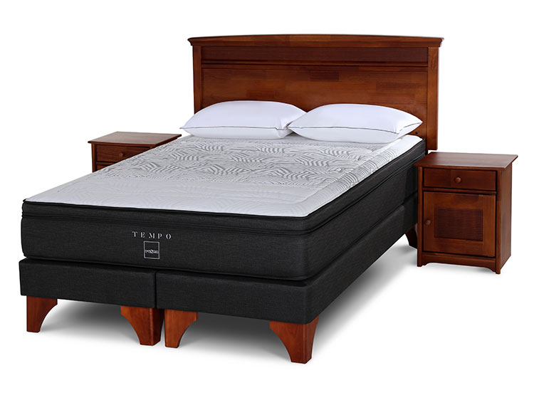 BOX SPRING ROSEN TEMPO BD 2 PL + SET VENETO + ALMOHADAS - 1