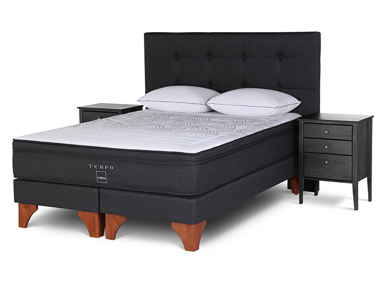 BOX SPRING ROSEN TEMPO BD KING + SET ISSEY GRAFITO + ALMOHADAS - 1