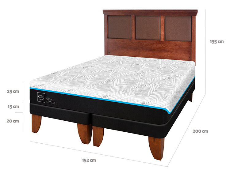 JUEGO DE DORMITORIO CIC CAMA EUROPEA GREEN INFINITY BD 2 PLAZAS + RESPALDO TORINO CARAMEL - 3