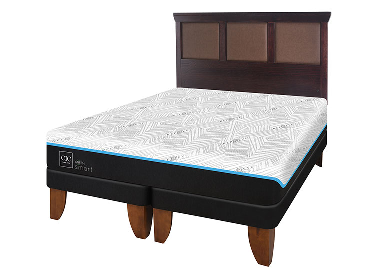 JUEGO DE DORMITORIO CIC CAMA EUROPEA GREEN INFINITY BD 2 PLAZAS + RESPALDO TORINO CHOCOLATE - 2