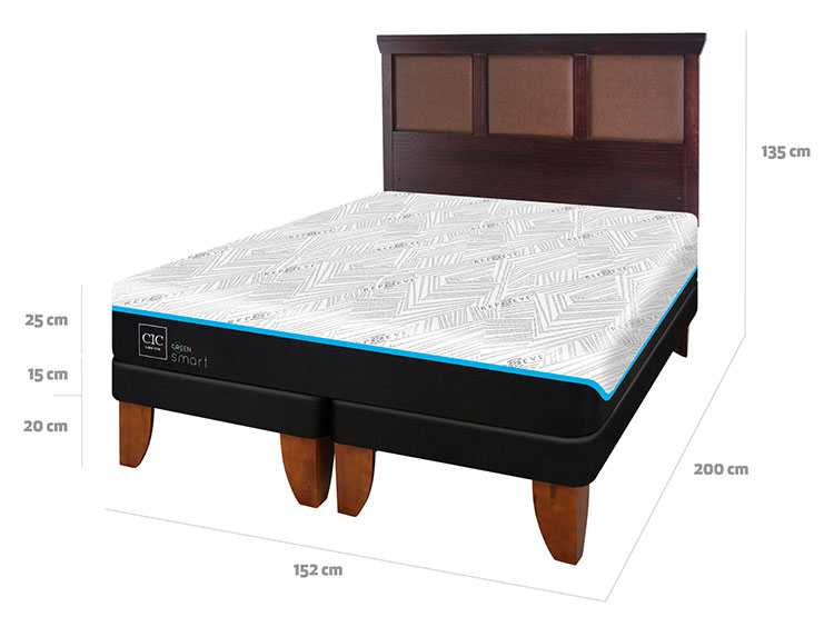 JUEGO DE DORMITORIO CIC CAMA EUROPEA GREEN INFINITY BD 2 PLAZAS + RESPALDO TORINO CHOCOLATE - 3